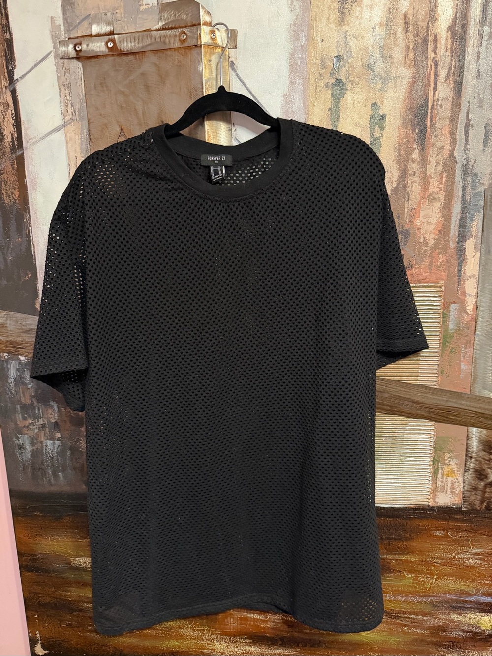 Black Mesh Short-Sleeve Shirt